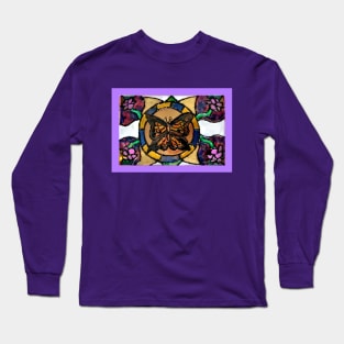 Stained Glass Spring Monarch Butterfly Long Sleeve T-Shirt